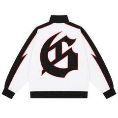 Letter Embroidered Zipper Jacket #6071