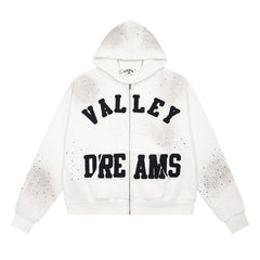 Rhinestone Letter Pattern Hoodie #VA02