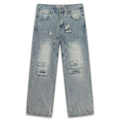 Letter Rhinestones Pattern Jeans #V8288