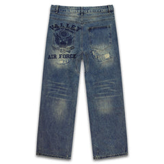 Letter Rhinestones Pattern Jeans #V8288