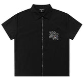 Rhinestone Zip Up Shirt Tee