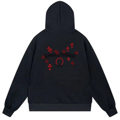 Letter Cross Pattern Hoodie #B57