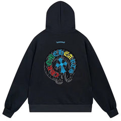 Letter Cross Pattern Hoodie #B69