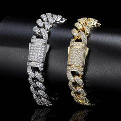 Men's Double Row Zirconia Cuban Bracelet #CHA065