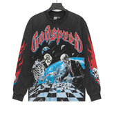 Skeleton Chessboard Long Sleeve T-Shirt