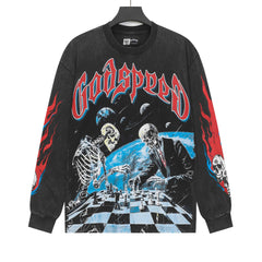 Skeleton Chessboard Long Sleeve T-Shirt