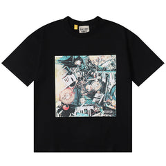Printed T-shirt Black / Apricot