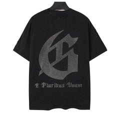 Rhinestone Letter Pattern T-shirt #G6225