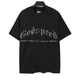 Rhinestone Letter Pattern T-shirt #G6225