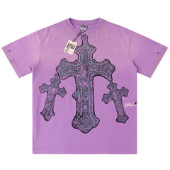 Letter Print Washed Distressed T-Shirt