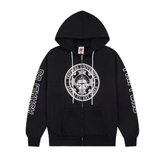 Letter Pattern Zipper Hoodie #AL88