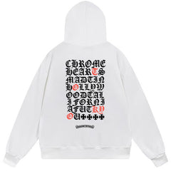 Letter Cross Pattern Hoodie #B16