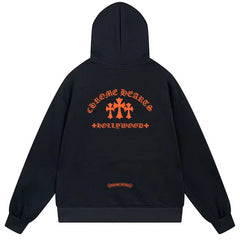 Letter Cross Pattern Hoodie #B11