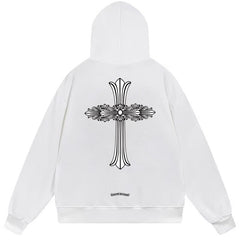Letter Cross Pattern Hoodie #B91