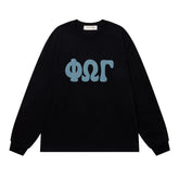 Foamed Print Letter Long-Sleeve T-Shirt #1922