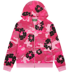 Cotton Wreath Camouflage Zipper Hoodie