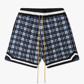 Plaid Jacquard Loose Drawstring Sweater Shorts