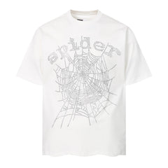 Rhinestone Letter Web T-shirt #S T014