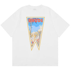 Clock Coconut Tree Print T-Shirts