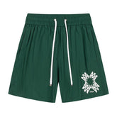 Straight-Leg Mid-Length Logo-Print Swim Shorts