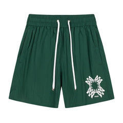 Straight-Leg Mid-Length Logo-Print Swim Shorts