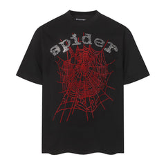 Rhinestone Letter Web T-shirt #S T014