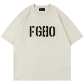 Flocked Letters Pattern T-Shirts