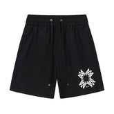 Straight-Leg Mid-Length Logo-Print Swim Shorts
