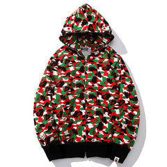 Multicolor camouflage shark Hoodie