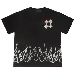 Letter Flame Print T-shirt #A2113
