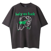 Cotton Green Glasses Sheep Head Printed T-Shirt