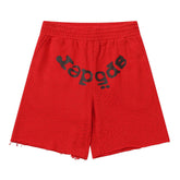 Letter Pattern Rhinestones Shorts #S234 Red