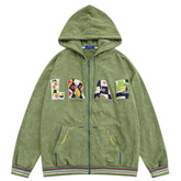 Flocked Embroidered Letters Hoodie