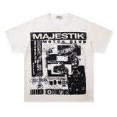 Newspaper Pattern Rhinestone Tee