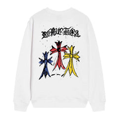 Letter Cross Pattern Sweatshirt #D42