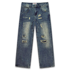 Letter Rhinestones Pattern Jeans #V8288