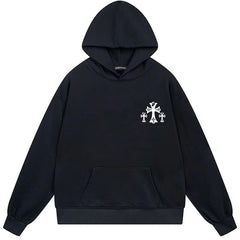 Letter Cross Pattern Hoodie #B15