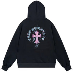 Letter Cross Pattern Hoodie #B50