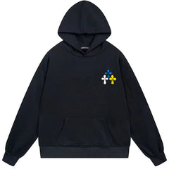 Letter Cross Pattern Hoodie #B05