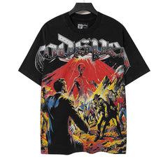 Fight Scene Pattern T-shirt #G6182
