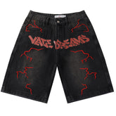 Letter Patterns Denim Shorts #8683