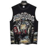 Skull Print Rhinestone Sleeveless T-Shirt Vest #V1500