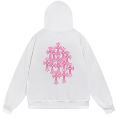 Letter Cross Pattern Hoodie #B62