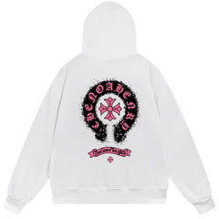 Letter Cross Pattern Hoodie #B82