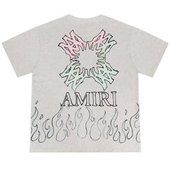 Letter Flame Print T-shirt #A2113