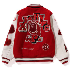 Leather Long Sleeve Red Baseball Jacket