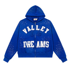Rhinestone Letter Pattern Hoodie #VA02