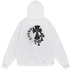 Letter Cross Pattern Hoodie #B06