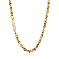 Men's Stainless Steel Diamond Buckle Necklace #CHA108