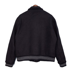 thickened loose bomber baseball jacket Black